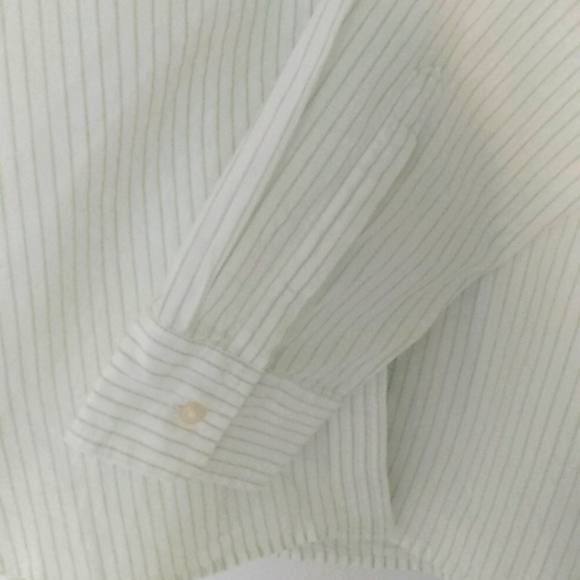 NWT GAP Cream button front Shirt Green Stripes Large - Picture 5 of 7